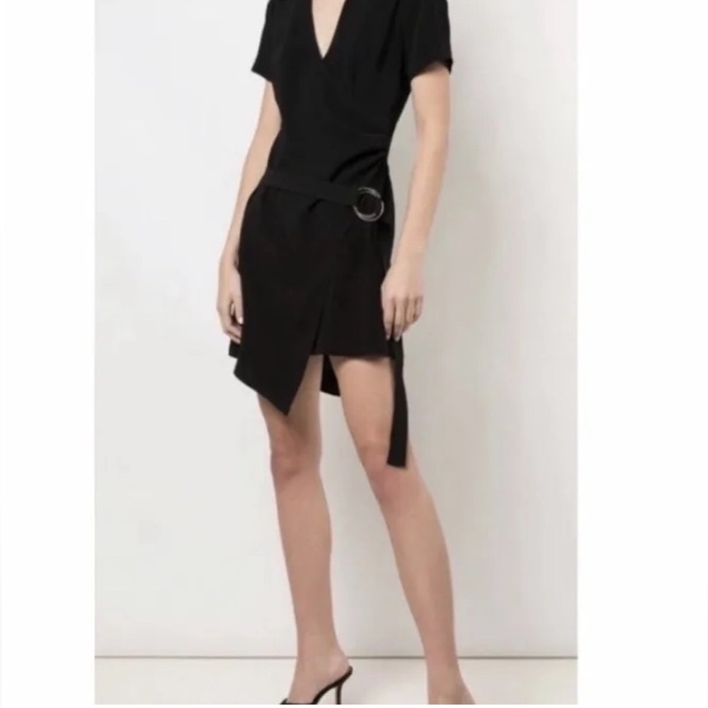 Cinq a Sept Faux Wrap Lee Dress. Size 10 NWT Black Very flattering!